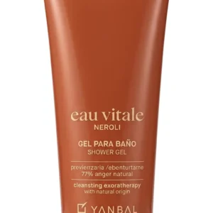 Tubo color terracota de Gel para Baño Eau Vitale Neroli de Yanbal, 250 ml, sobre fondo blanco.