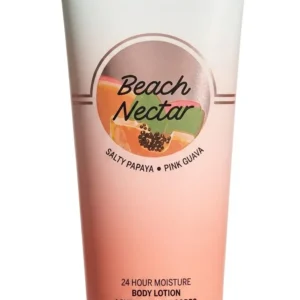 Tubo de crema corporal Pink Beach Nectar, tonos blanco y coral, 135 ml.