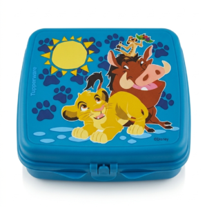 Lonchera Tupperware azul con estampado de Simba, Timón y Pumba de El Rey León