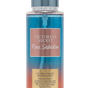 Frasco de vidrio con splash Victoria's Secret Pure Seduction, líquido degradado azul, rosa y naranja, 250 ml